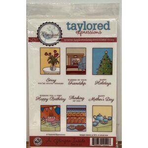 Taylored Expressions Stamp Set A glimpse Inside set of 12 Holiday birthday